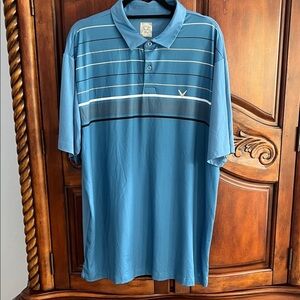 Callaway Golf Blue Striped Polo Shirt- size XL